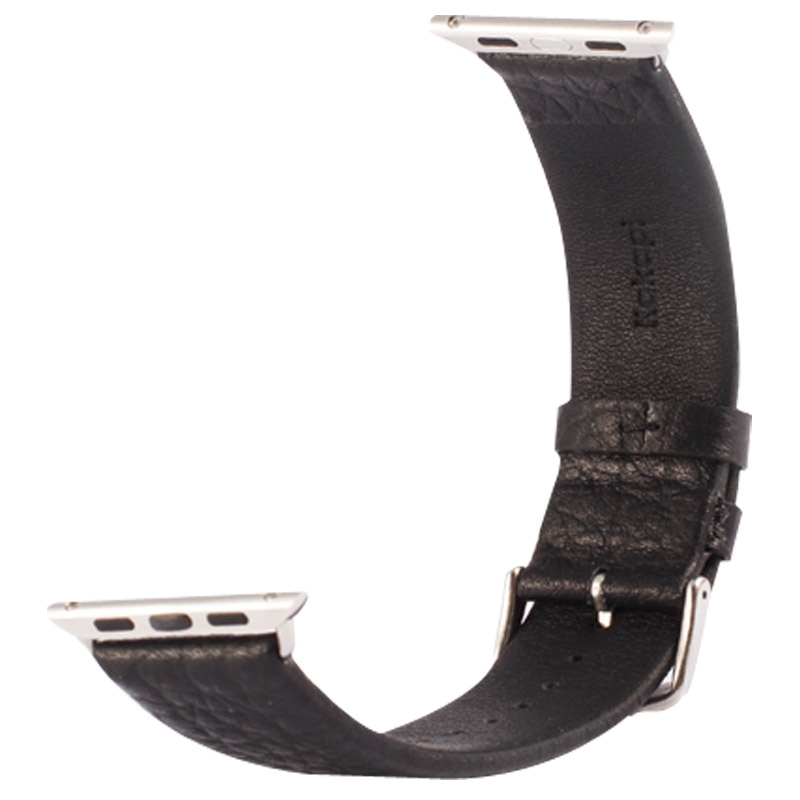 Kakapi voor Apple Watch 42mm Buffalo verbergen klassieke gesp lederen horlogeband met Connector(Black)