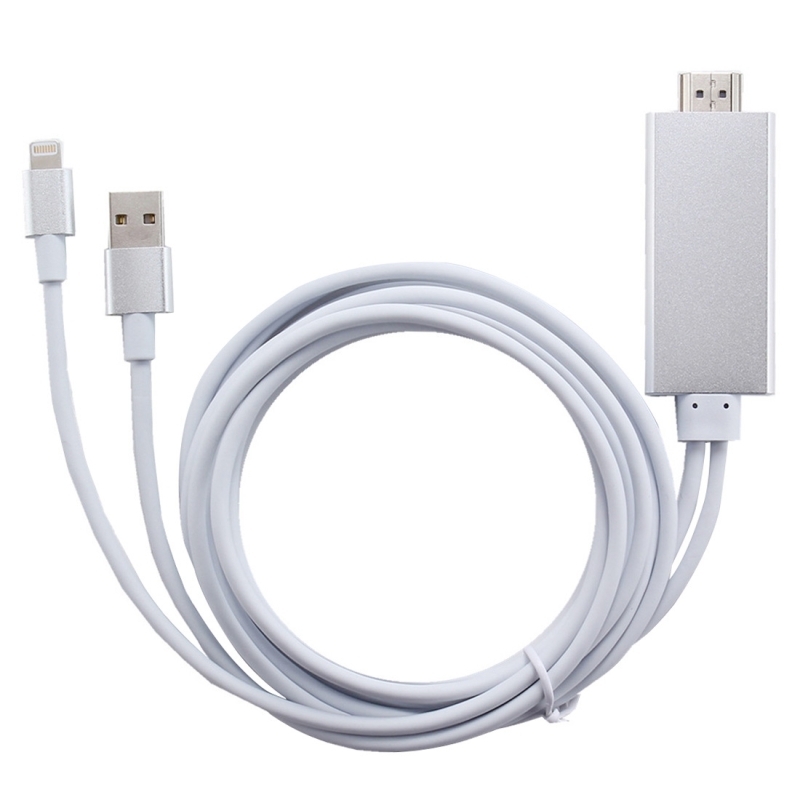 8 Pin naar HDMI HDTV Adapter Kabel met USB oplader Kabel voor iPhone 6 & 6s / iPhone 6 Plus & 6s Plus / iPhone 5 & 5S / iPad mini / iPad Air (zilver)