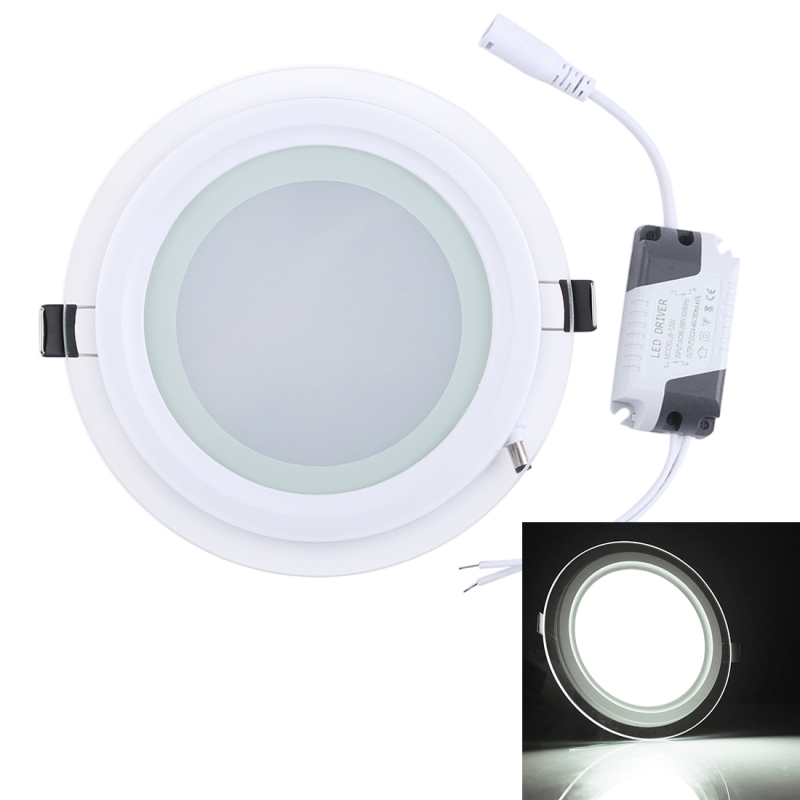 12W 16cm ronde glazen paneel licht lamp met LED driver lichtstroom: 960LM AC 85-265V uitsparing grootte: 12.5 cm