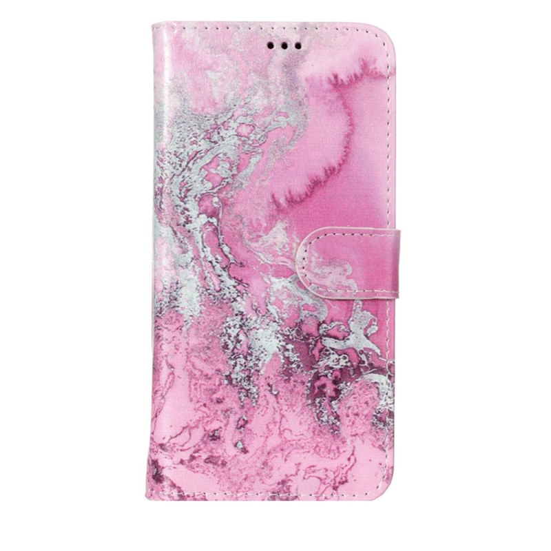 Voor Galaxy S9 PLUS roze zeewater patroon horizontale Flip lederen draagtas met houder & kaartsleuven & portemonnee