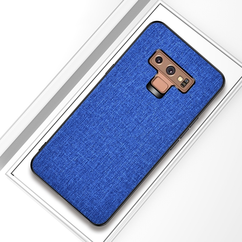 Schokbestendige doek textuur PC + TPU beschermhoes voor Galaxy Note9 (donkerblauw)