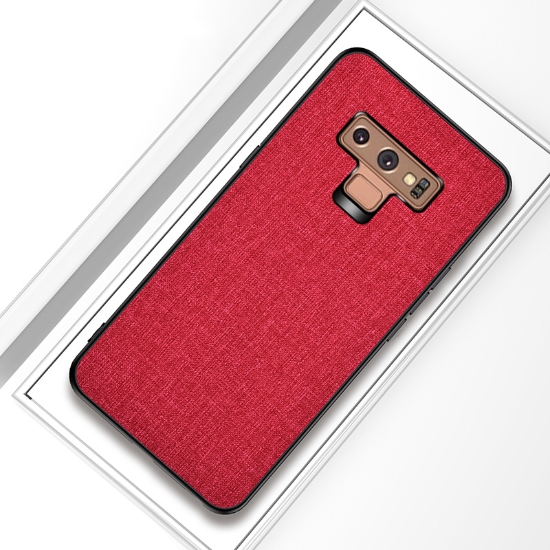 Schokbestendige doek textuur PC + TPU beschermhoes voor Galaxy Note9 (rood)