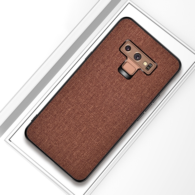 Schokbestendige doek textuur PC + TPU beschermhoes voor Galaxy Note9 (bruin)