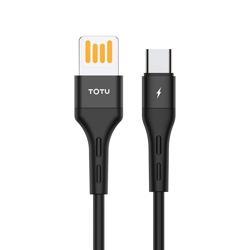 TOTUDESIGN BTA-028 Soft Series 3A type-C/USB-C silicone oplaadkabel lengte: 1M (zwart)