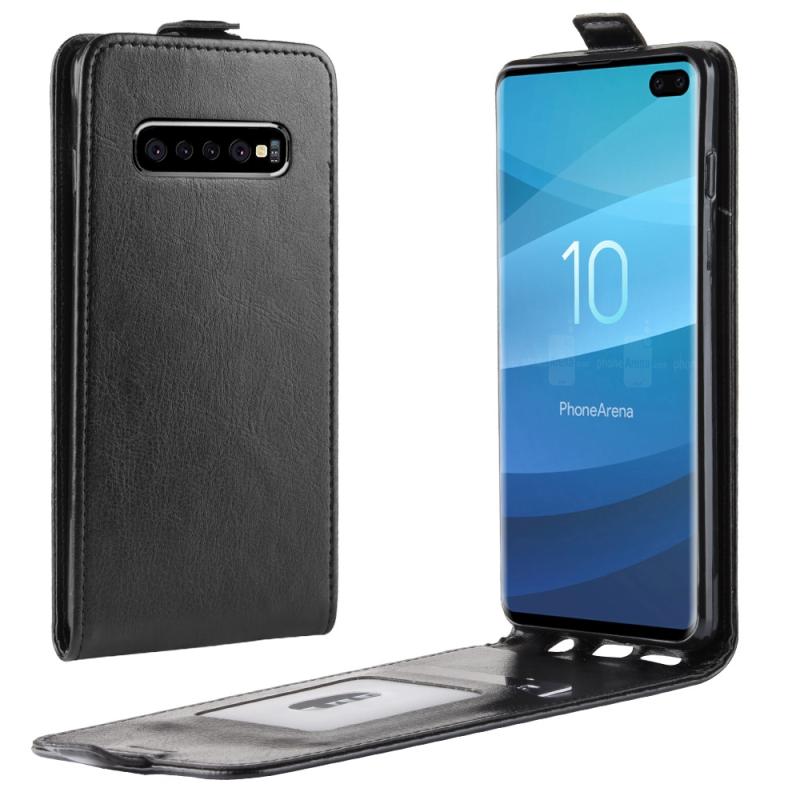 Zakelijke stijl verticaal flip TPU lederen Case voor Galaxy S10 PLUS met kaartslot (zwart)