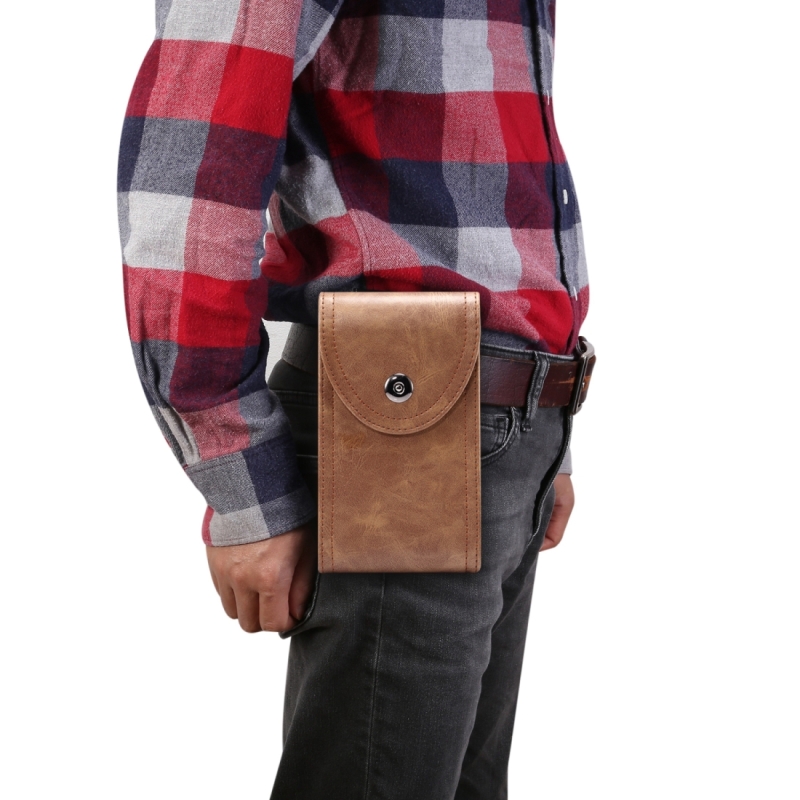 Single Case Multi-functionele Universal Mobile Phone Waist Bag Voor 6 5 inch of onder smartphones (koffie)