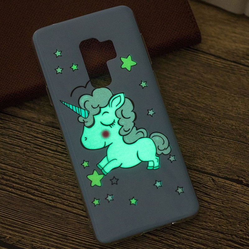 Voor Galaxy S9 PLUS Noctilucent paard patroon TPU zachte back cover Beschermhoes