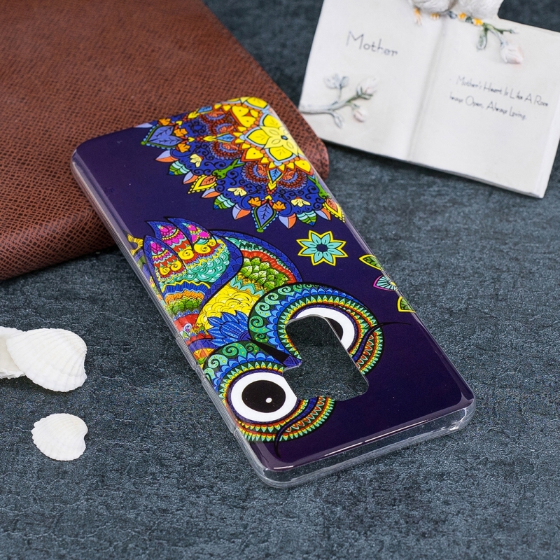 Voor Galaxy S9 PLUS Noctilucent etnische Owl patroon TPU zachte back cover Beschermhoes