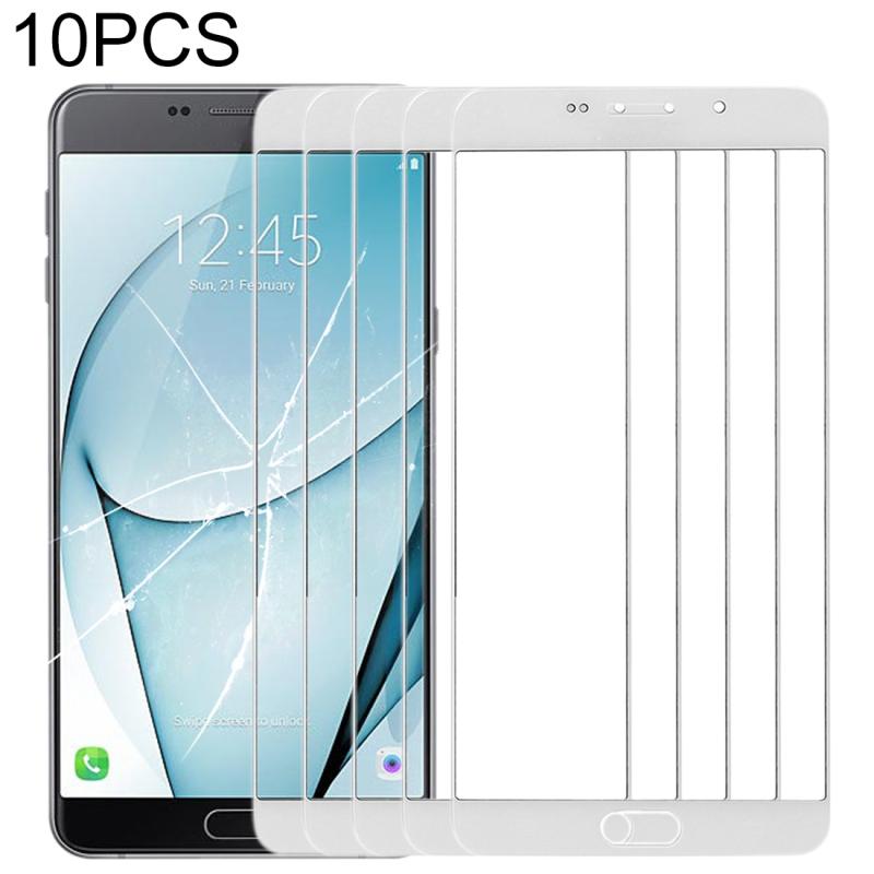 10 PCS front screen buiten glazen lens voor Samsung Galaxy A9 (2016) / A900 (wit)