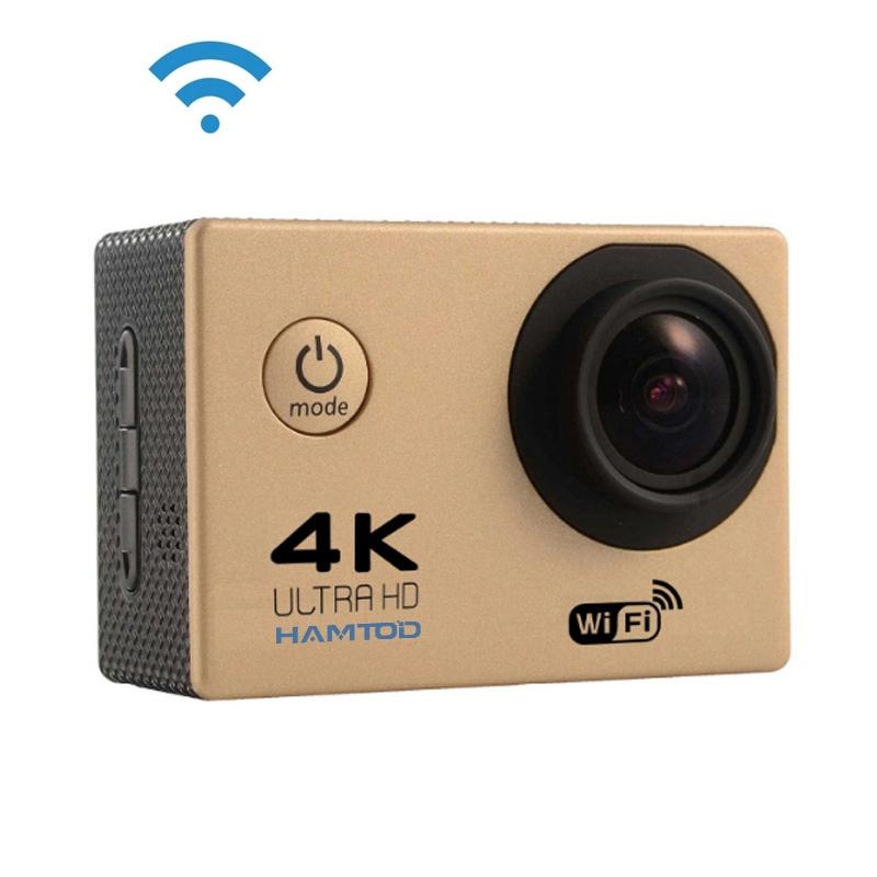 HAMTOD H9A HD 4K WiFi Sport Camera met waterdichte behuizing Generalplus 4247 2 0 inch LCD-scherm 120 graden groothoeklens (goud)