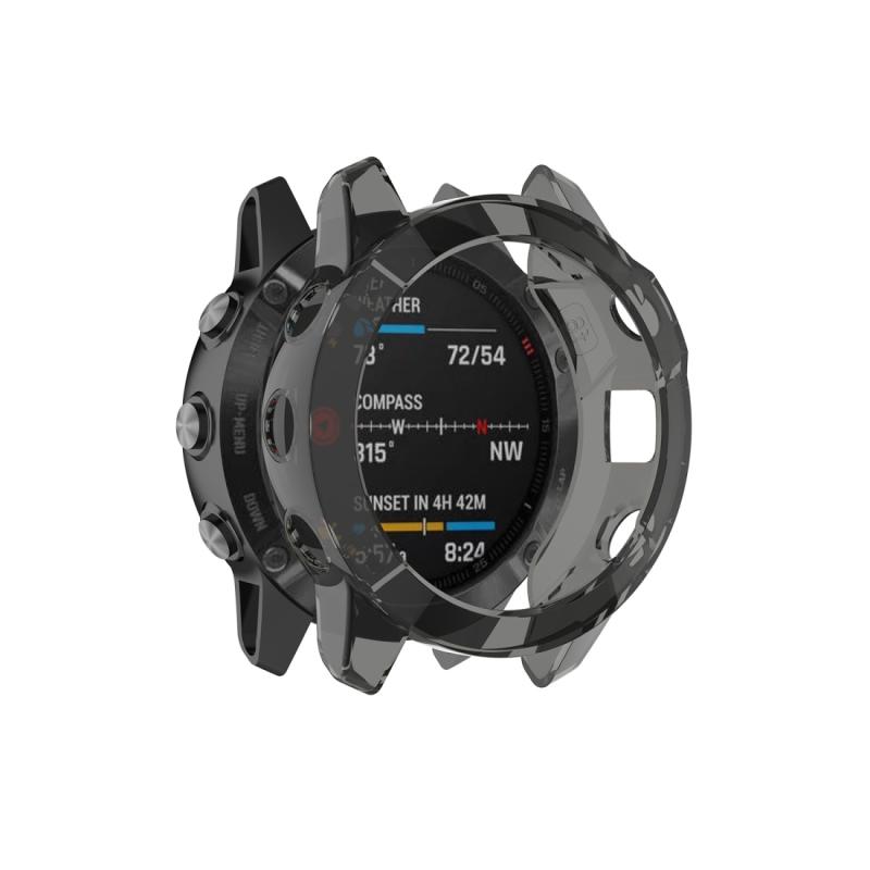 Geschikt voor Garmin Fenix 6S / 6S Pro transparante TPU Silica Gel Watch Case (Transparant zwart)