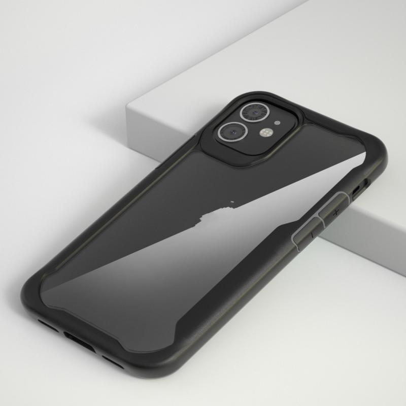 Voor iPhone 12 mini Transparante PC + TPU Full Coverage Shockproof Beschermhoes(Zwart)