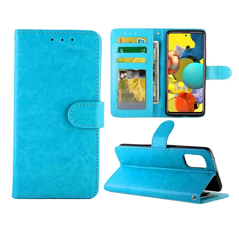 Voor Samsung Galaxy A51 5G Crazy Horse Texture Leather Horizontale Flip Beschermhoes met Houder & Card Slots & Wallet & Photo Frame (Sky Blue)