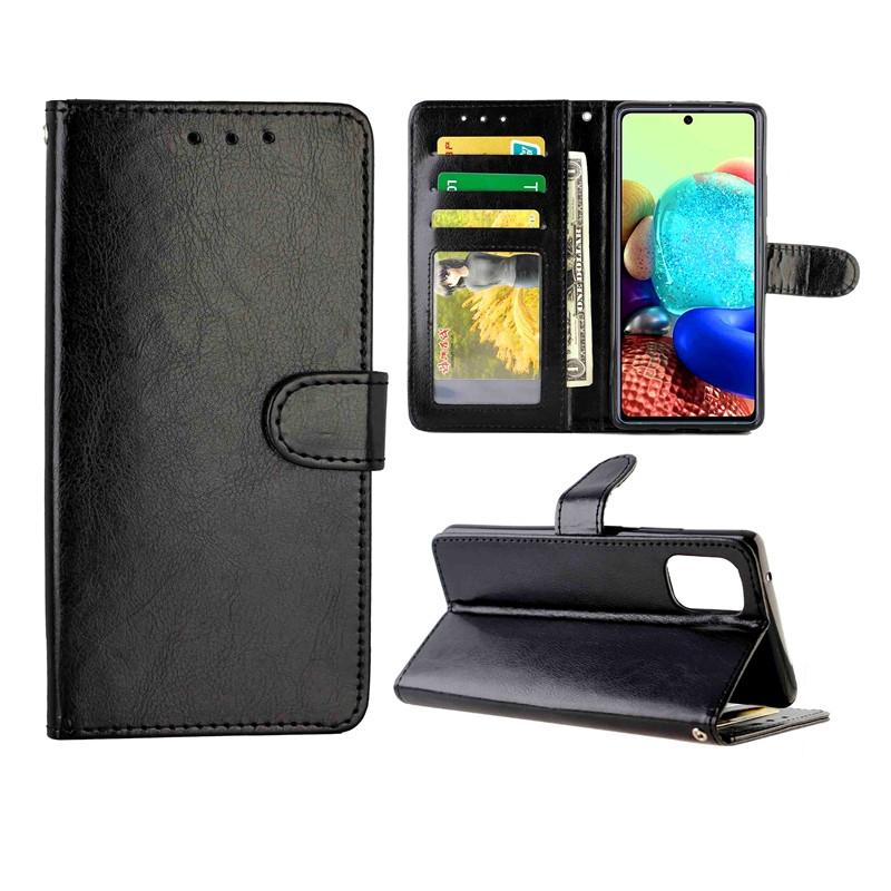 Voor Samsung Galaxy A71 5G Crazy Horse Texture Leather Horizontale Flip Beschermhoes met Houder & Card Slots & Wallet & Photo Frame(Zwart)