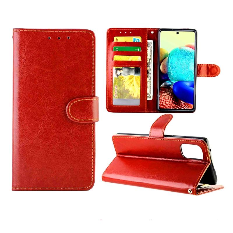 Voor Samsung Galaxy A71 5G Crazy Horse Texture Leather Horizontale Flip Beschermhoes met Houder & Card Slots & Wallet & Photo Frame(Bruin)