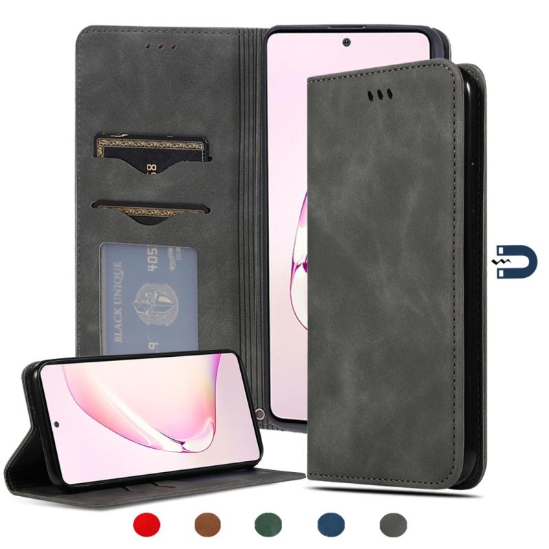 Voor Samsung Galaxy Note 10 Lite/A81 Retro Skin Feel Business Magnetic Horizontal Flip Leather Case (Donkergrijs)