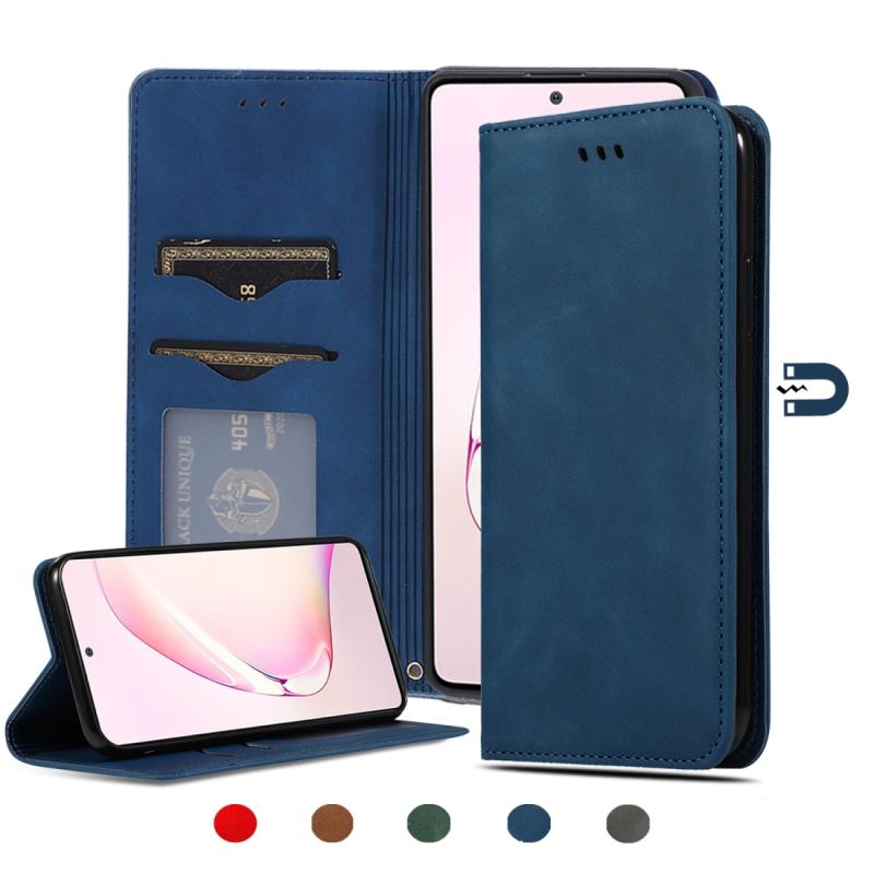 Voor Samsung Galaxy Note 10 Lite/A81 Retro Skin Feel Business Magnetic Horizontal Flip Leather Case (Navy Blue)
