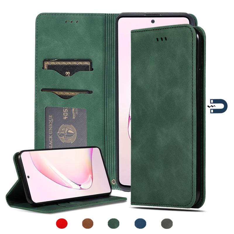 Voor Samsung Galaxy Note 10 Lite/A81 Retro Skin Feel Business Magnetic Horizontal Flip Leather Case (Army Green)