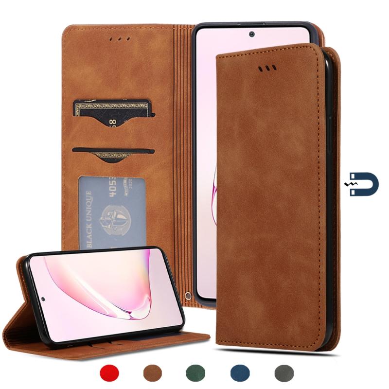 Voor Samsung Galaxy Note 10 Lite/A81 Retro Skin Feel Business Magnetic Horizontal Flip Leather Case(Bruin)