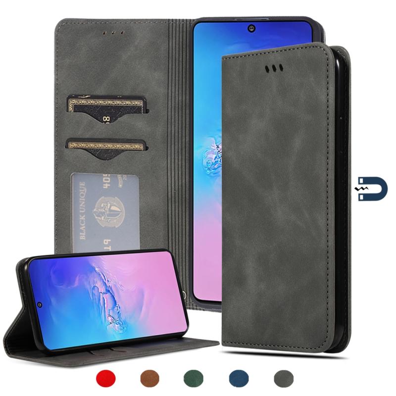 Voor Samsung Galaxy S10 Lite/A91 Retro Skin Feel Business Magnetic Horizontal Flip Leather Case (Donkergrijs)
