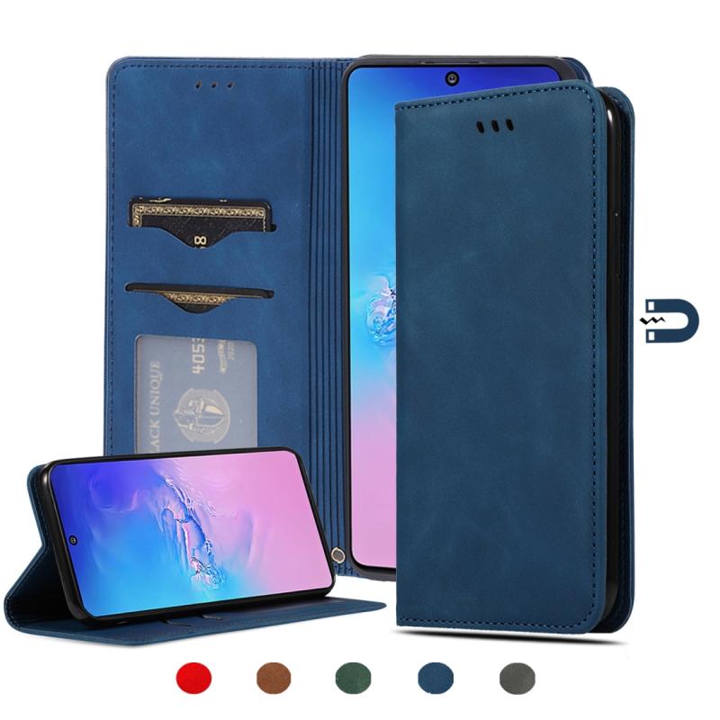 Voor Samsung Galaxy S10 Lite/A91 Retro Skin Feel Business Magnetic Horizontal Flip Leather Case (Navy Blue)
