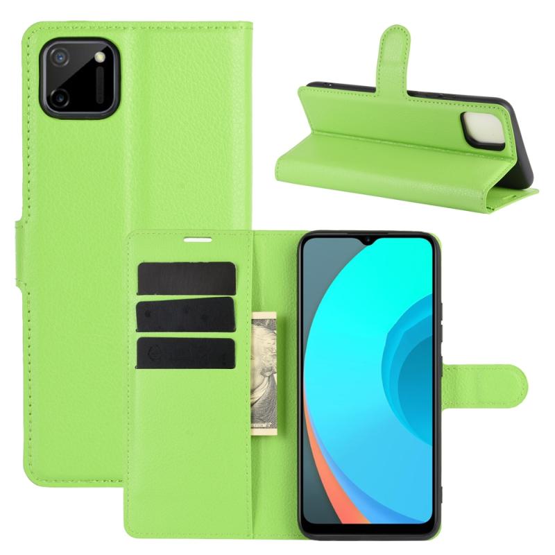 Voor OPPO Realme C11 Litchi Texture Horizontale Flip Beschermhoes met Holder & Card Slots & Wallet(Groen)