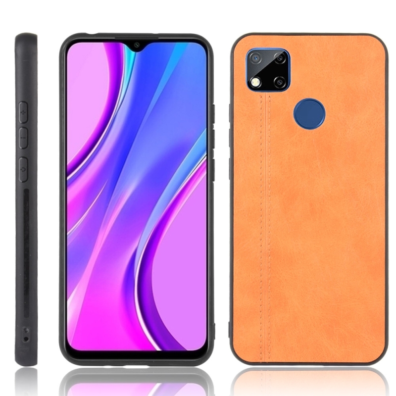 Voor Xiaomi Redmi 9C Schokbestendige naaikoeienhuid PC + PU + TPU-case(oranje)