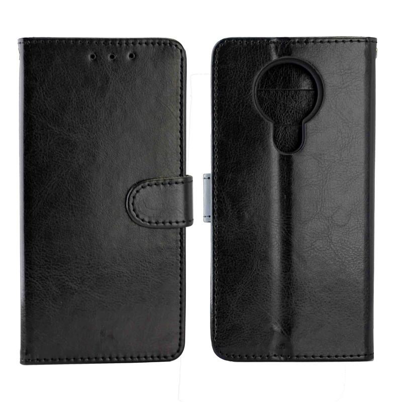 Voor Nokia5.3 Crazy Horse Texture Leather Horizontale Flip Beschermhoes met Houder & Card Slots & Wallet & Photo Frame(Zwart)