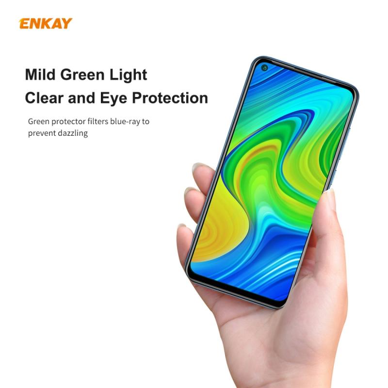 Voor Redmi 10x 4G/Redmi Note 9 5 PCS ENKAY Hat-Prince 0 26mm 9H 6D Curved Eye Protection Green Film Tempered Glass Protector