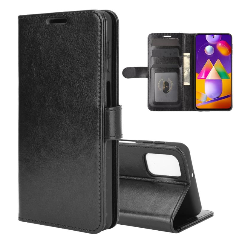 Voor Samsung Galaxy M31s R64 Texture Single Horizontal Flip Beschermhoes met Houder & Card Slots & Wallet & Photo Frame(Zwart)