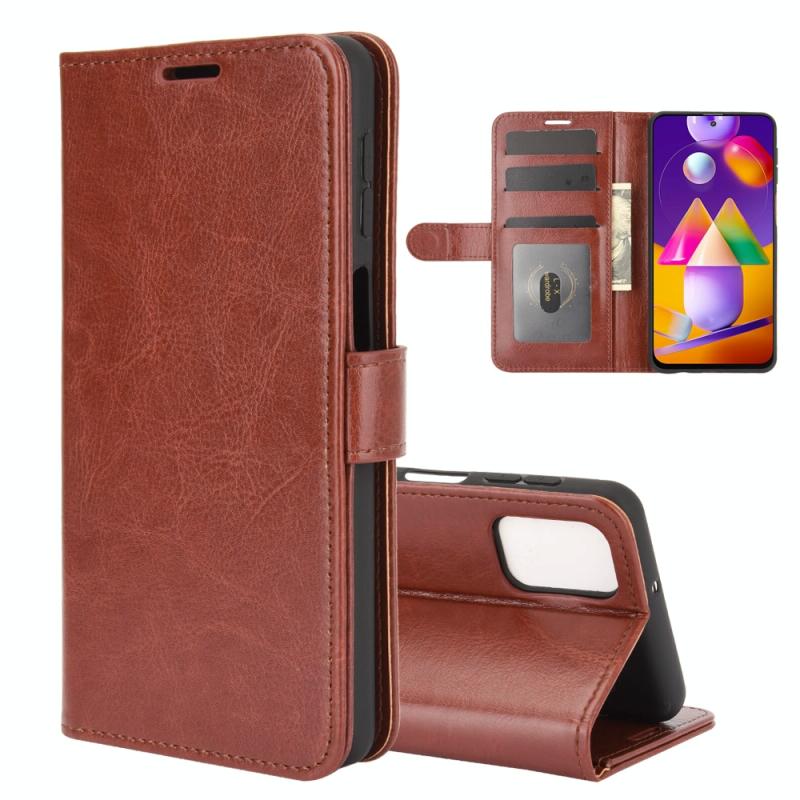 Voor Samsung Galaxy M31s R64 Texture Single Horizontal Flip Beschermhoes met Holder & Card Slots & Wallet & Photo Frame(Bruin)