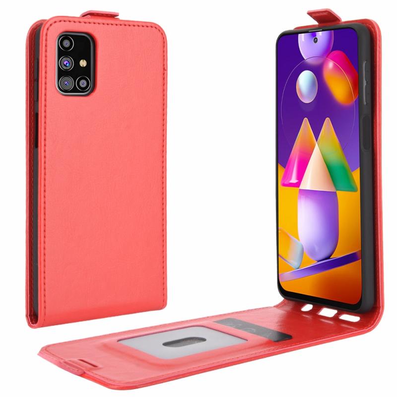 Voor Samsung Galaxy M31s R64 Texture Single Vertical Flip Leather Beschermhoes met kaartslots & fotoframe(rood)