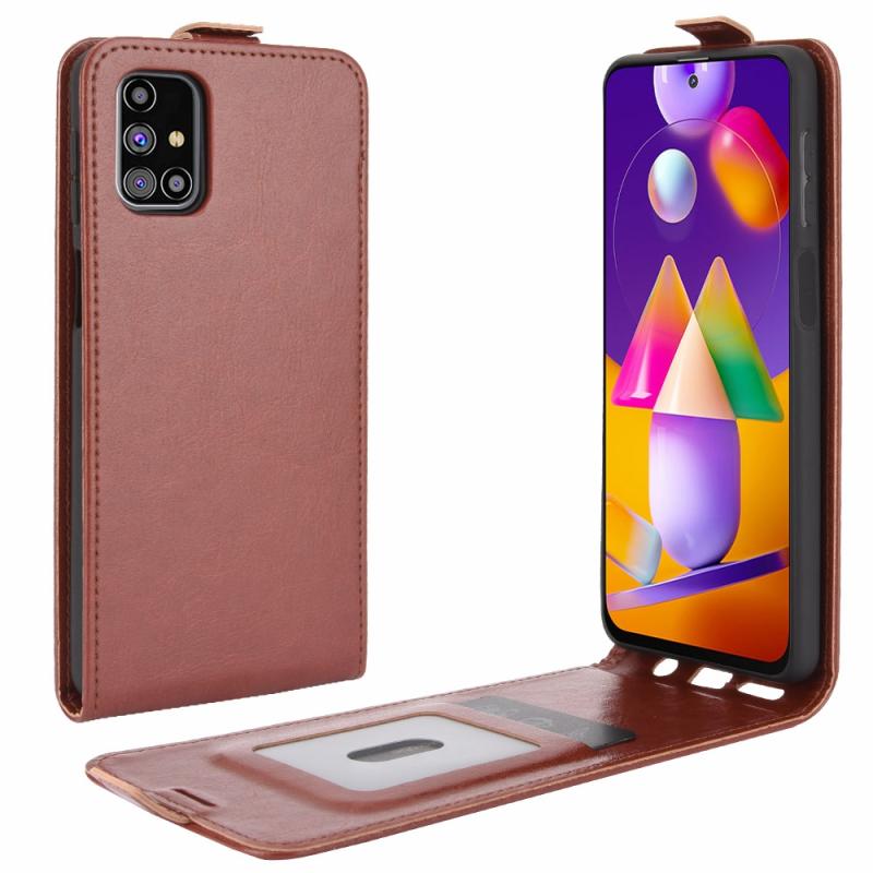 Voor Samsung Galaxy M31s R64 Texture Single Vertical Flip Leather Protective Case met Card Slots & Photo Frame(Brown)