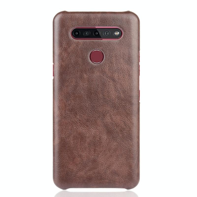 Voor LG K51S schokbestendige Litchi Texture PC + PU Case(bruin)