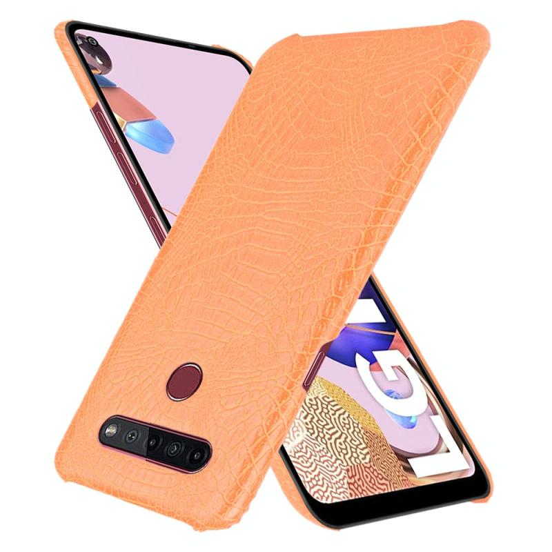 Voor LG K51S schokbestendige krokodiltextuur PC + PU Case(oranje)