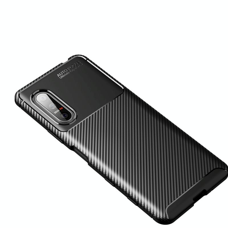 Voor Sony Xperia 5 II Carbon Fiber Texture Shockproof TPU Case(Zwart)