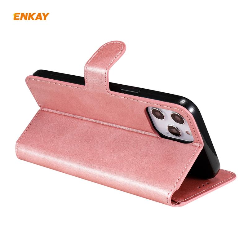 Voor iPhone 12 Max / 12 Pro 6.1 ENKAY Hat-Prince ENK-PUC022 Horizontale Flip Lederen case met Holder & Card Slots & Wallet(Pink)