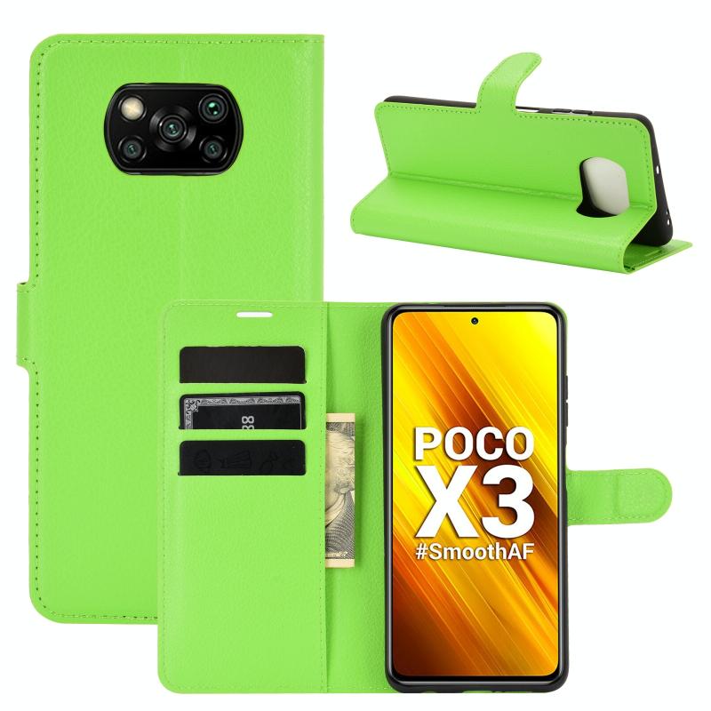 Voor Xiaomi Poco X3/X3 NFC Litchi Texture Horizontale Flip Beschermhoes met Holder & Card Slots & Wallet(Groen)