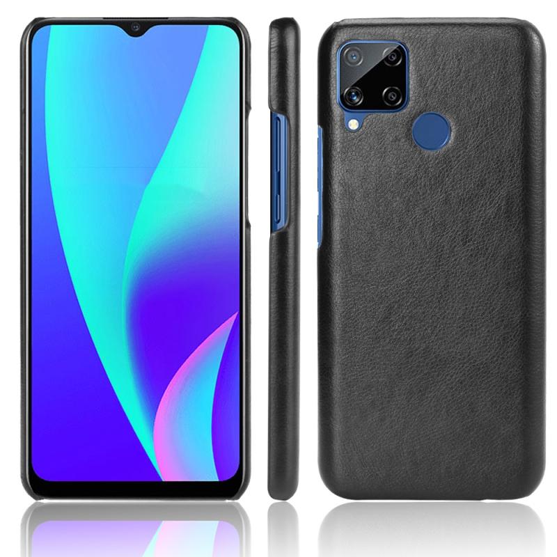 Voor Oppo Realme C15 Shockproof Litchi Texture PC + PU Case(Zwart)