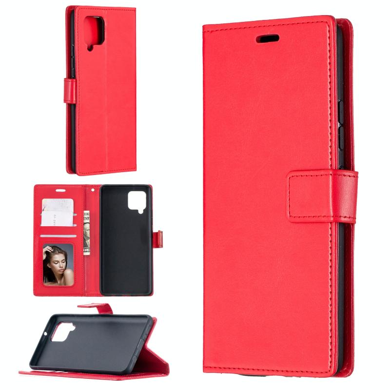 Voor Samsung Galaxy A42 5G Crazy Horse Texture Horizontale Flip Lederen case met Holder & Card Slots & Wallet & Photo Frame(Red)