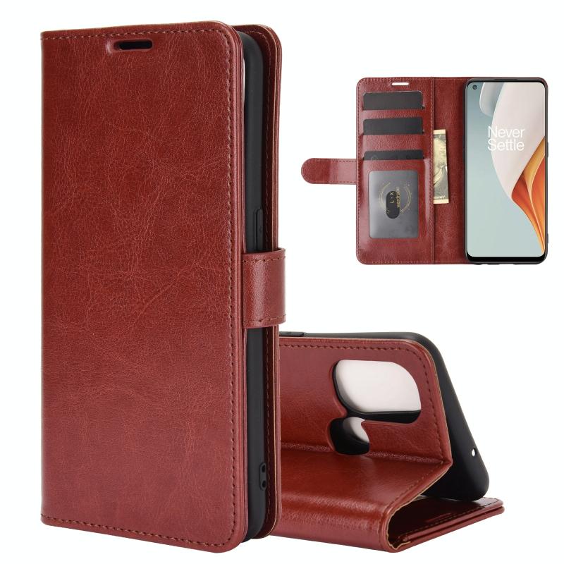 Voor OnePlus Nord N100 R64 Texture Single Horizontal Flip Protective Case met Holder & Card Slots & Wallet en Photo Frame(Brown)