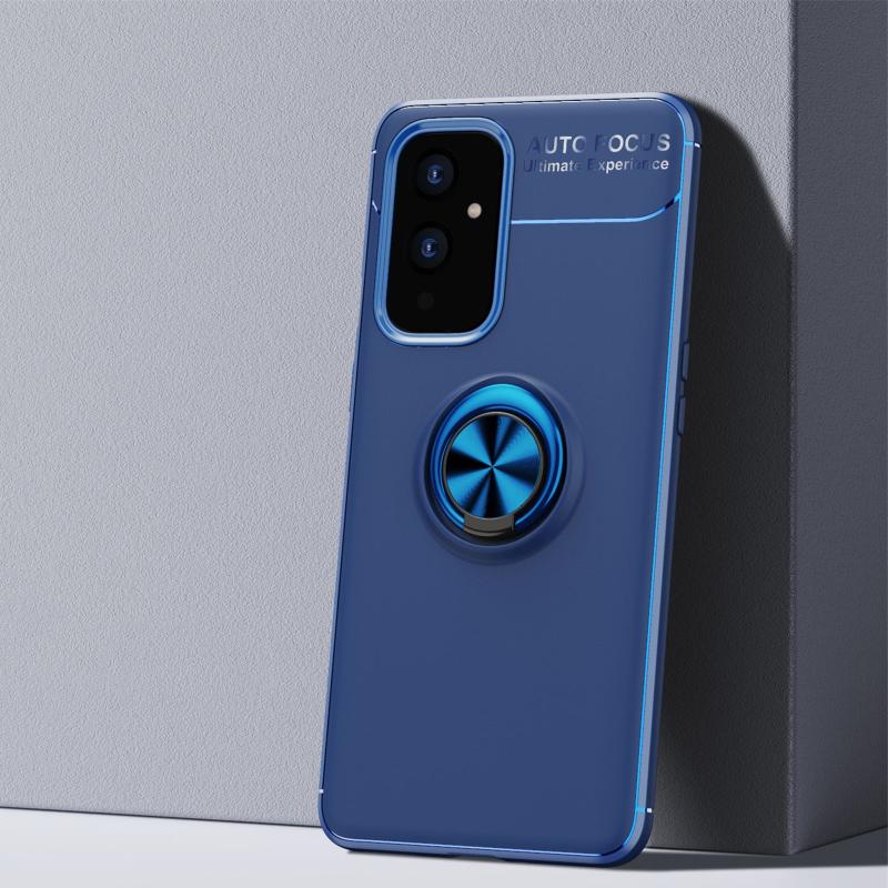 Voor OnePlus 9 metalen ringhouder 360 graden roterende TPU-behuizing (blauw+blauw)