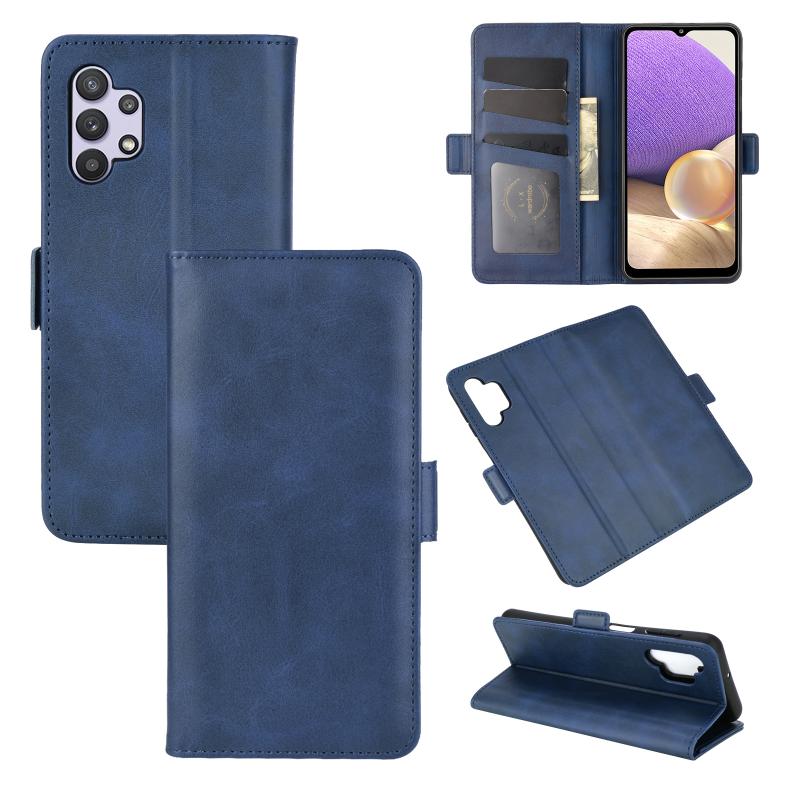 Voor Samsung Galaxy A32 5G dual-side magnetische gesp horizontale flip lederen geval met houder & kaart slots & portemonnee (donkerblauw)