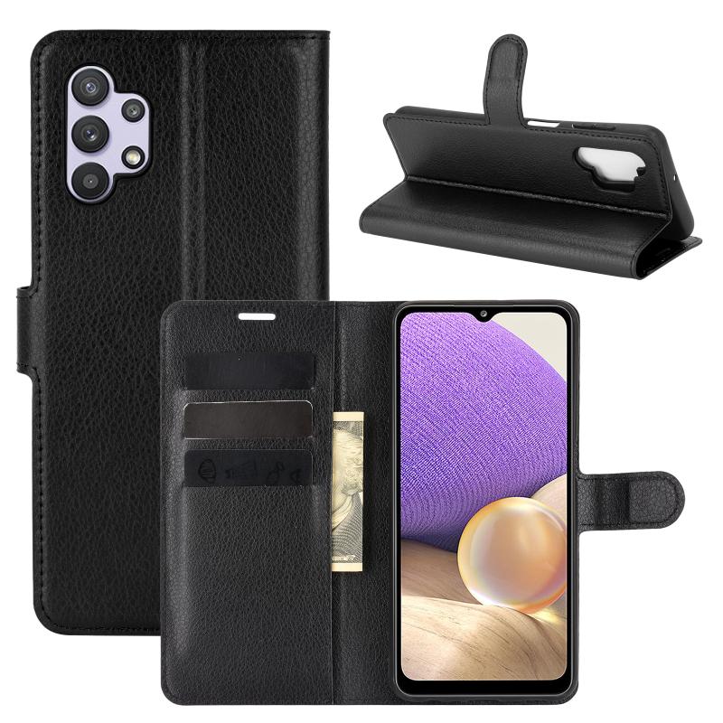 Voor Samsung Galaxy A32 5G Litchi Textuur Horizontale Flip Beschermhoes met Houder & Kaartsleuven & Portemonnee (Zwart)
