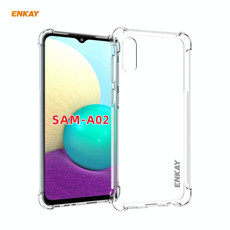 Voor Samsung Galaxy A02 Hat-Prince ENKAY Clear TPU Shockproof Case Soft Anti-slip Cover