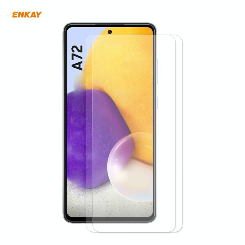 Voor Samsung Galaxy A72 5G 2 STUKS ENKAY Hat-Prince 0.26mm 9H 2.5D Curved Edge Tempered Glass Film