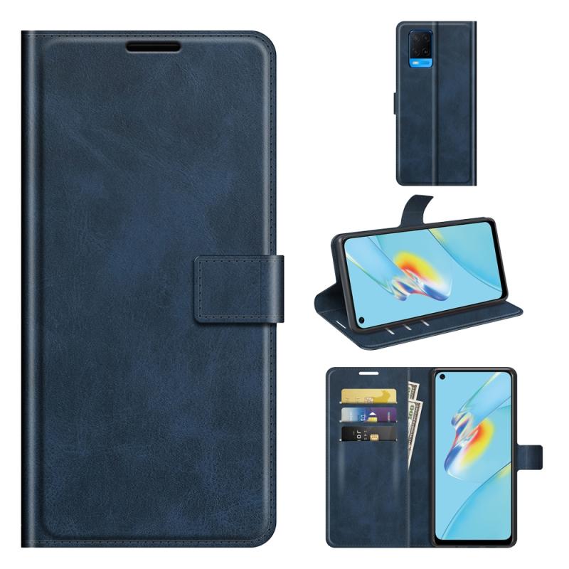 Voor Oppo A54 4G Retro Calf Patroon Gesp horizontale Flip Lederen Case met Houder & Card Slots & Portemonnee