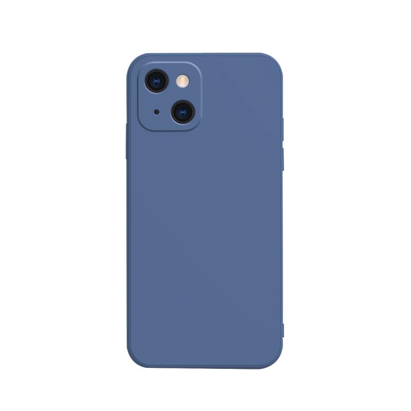 Effen kleur kubus rechte rand vloeibare siliconen voering flanel case voor iphone 13