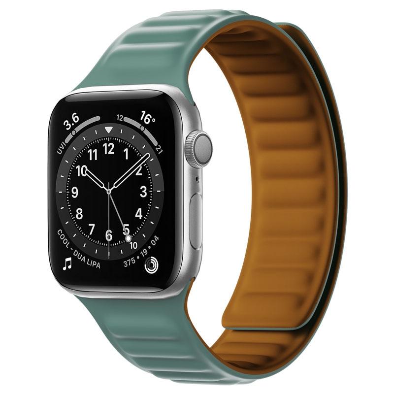 Siliconen magnetische riem horlogeband voor Apple Watch Series 7 41mm / 6 & SE & 5 & 4 40mm / 3 & 2 & 1 38mm (grenen naald groen)