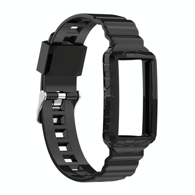 Voor Fitbit Charge 4 Se Silicone One Body Armor Watch Strap (Black)